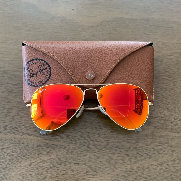 Ray-Ban Accessories - RayBan red/orange aviator sunglasses
